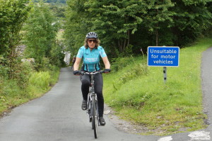 Me cycling a steep section at the beginning of Whinlatter pass